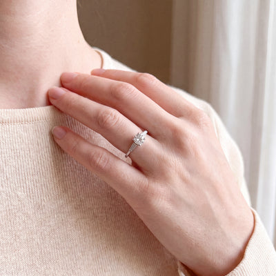 Platinum Natural Diamond Solitaire with Baguette Shoulders