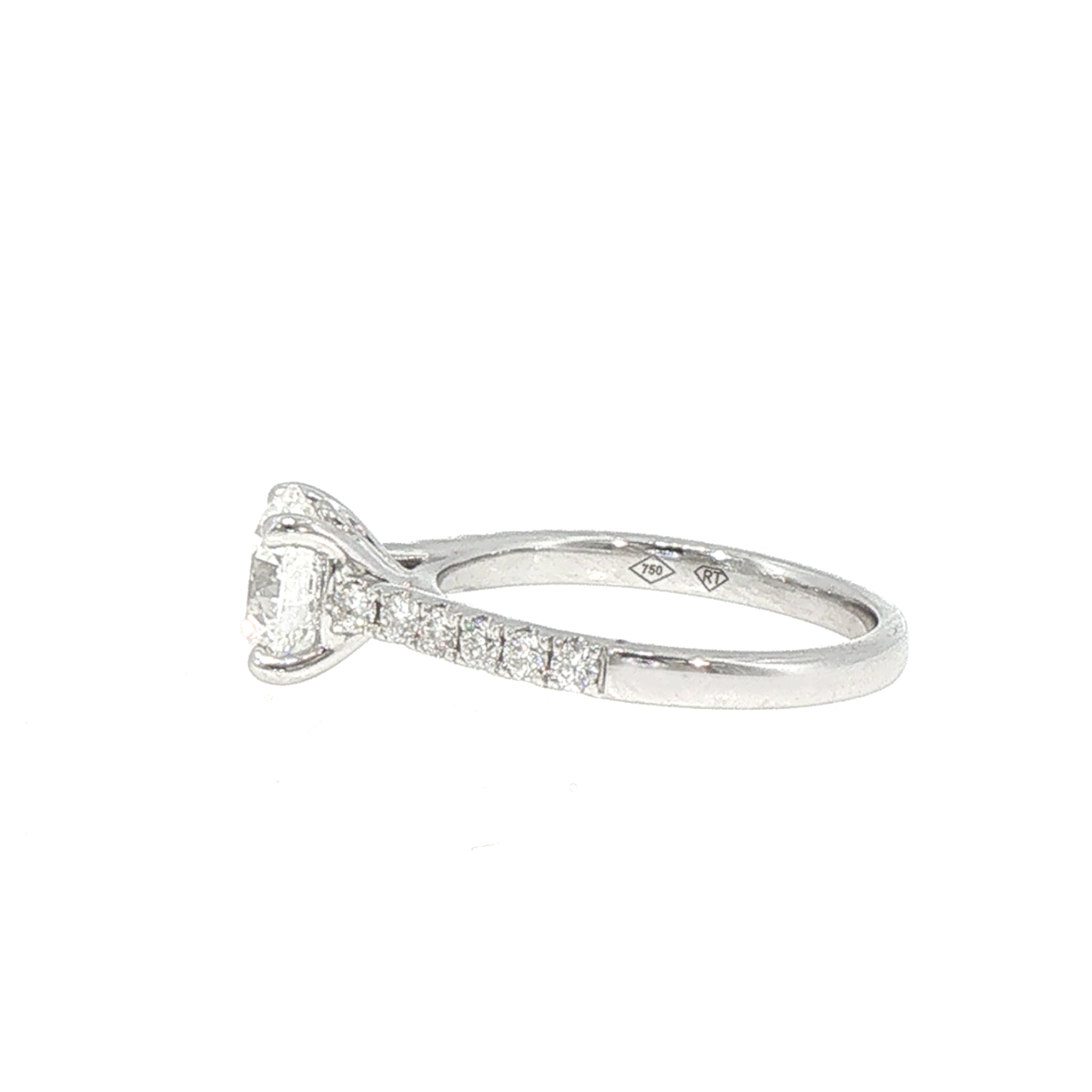 1.60ct Fvs2 Natural Diamond Solitaire With Natural Diamond Shoulders 0.30ct In 18ct White Gold