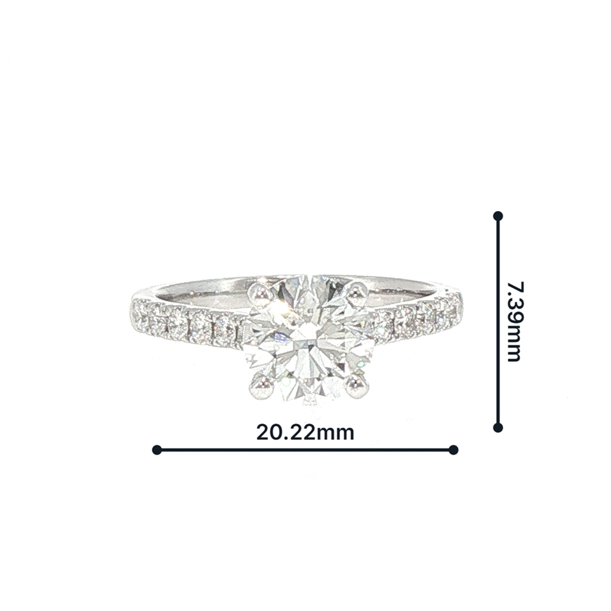 1.60ct Fvs2 Natural Diamond Solitaire With Natural Diamond Shoulders 0.30ct In 18ct White Gold