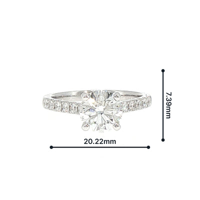 1.60ct Fvs2 Natural Diamond Solitaire With Natural Diamond Shoulders 0.30ct In 18ct White Gold