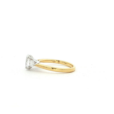 1.01ct Natural Diamond Certified Oval Solitaire Pear with Side Stones Set Engagement Ring