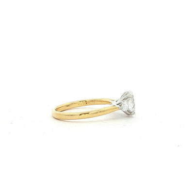 1.01ct Natural Diamond Certified Oval Solitaire Pear with Side Stones Set Engagement Ring