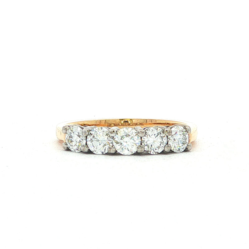 Five-Stone Natural Diamond Ring in 18ct Yellow Gold