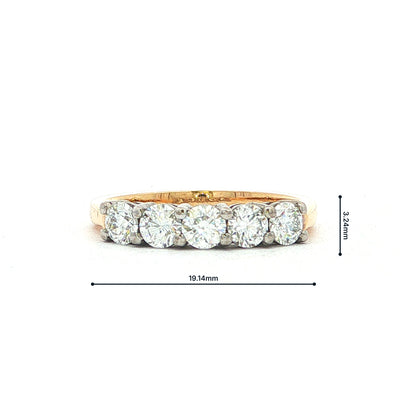 Five-Stone Natural Diamond Ring in 18ct Yellow Gold