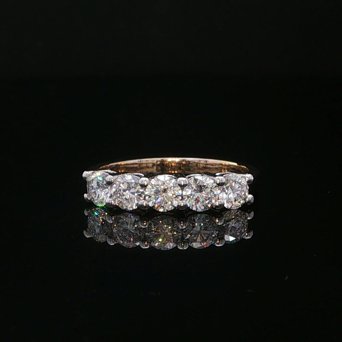 Five Stone 0.93 Natural Diamond Ring in 18ct Yellow Gold
