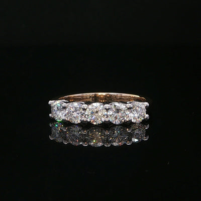 Five Stone 0.93 Natural Diamond Ring in 18ct Yellow Gold