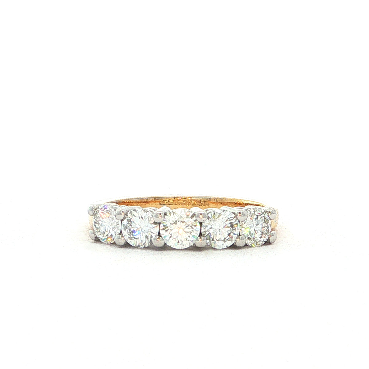 Five Stone 0.93 Natural Diamond Ring in 18ct Yellow Gold