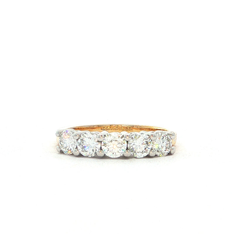 Five Stone 0.93 Natural Diamond Ring in 18ct Yellow Gold