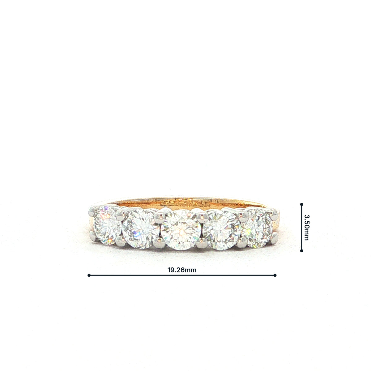 Five Stone 0.93 Natural Diamond Ring in 18ct Yellow Gold