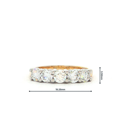Five Stone 0.93 Natural Diamond Ring in 18ct Yellow Gold