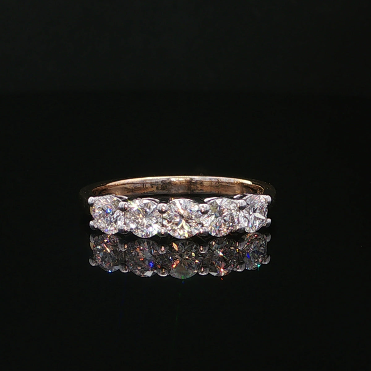 Five Stone 1.00 Natural Diamond Ring in 18ct Yellow Gold