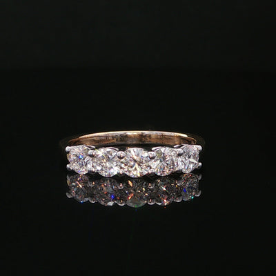Five Stone 1.00 Natural Diamond Ring in 18ct Yellow Gold