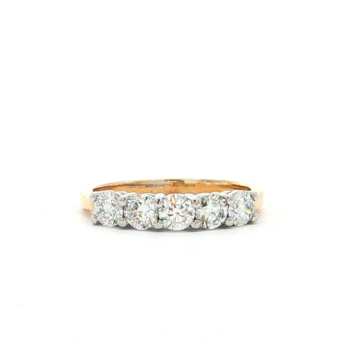 Five Stone 1.00 Natural Diamond Ring in 18ct Yellow Gold