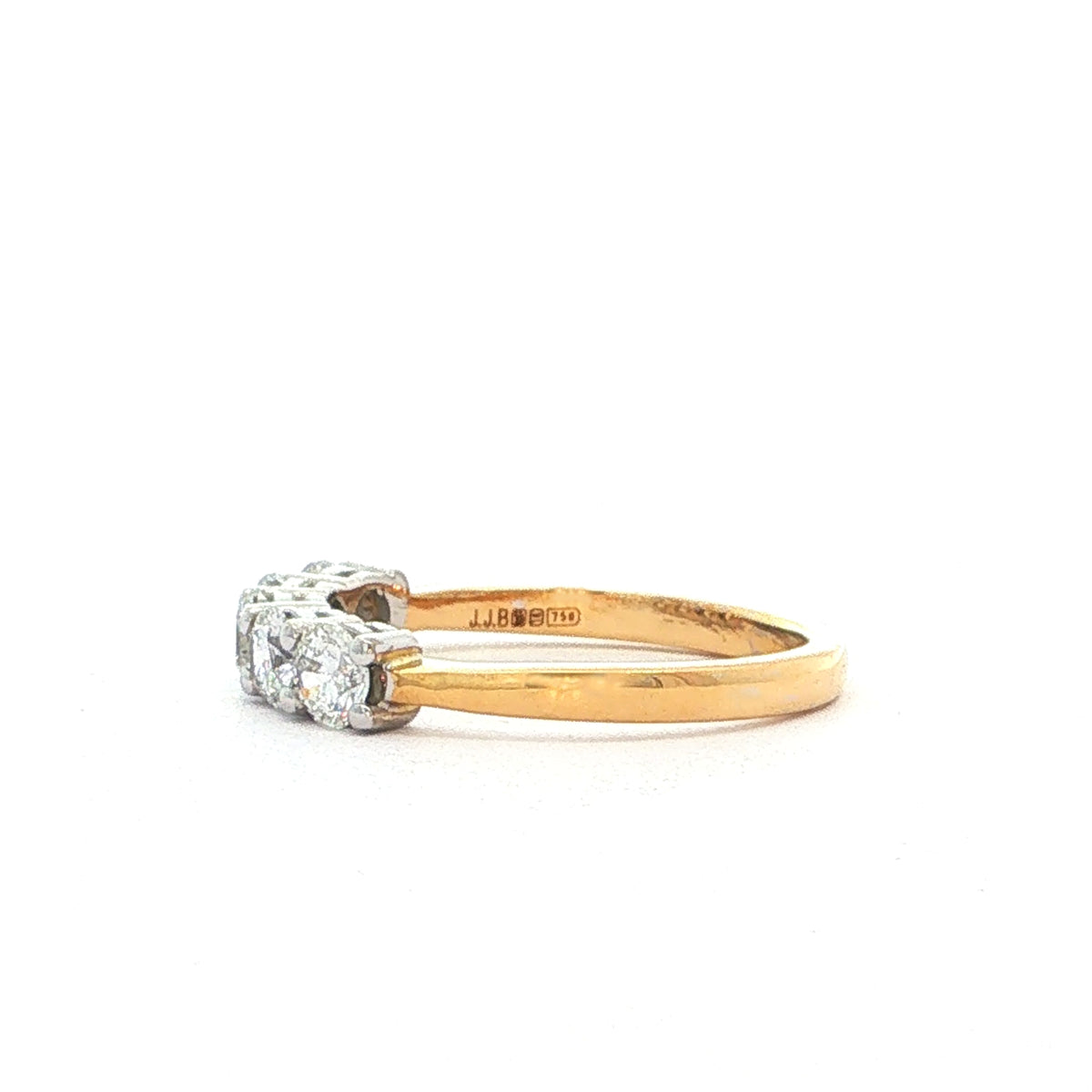 Five Stone 1.00 Natural Diamond Ring in 18ct Yellow Gold