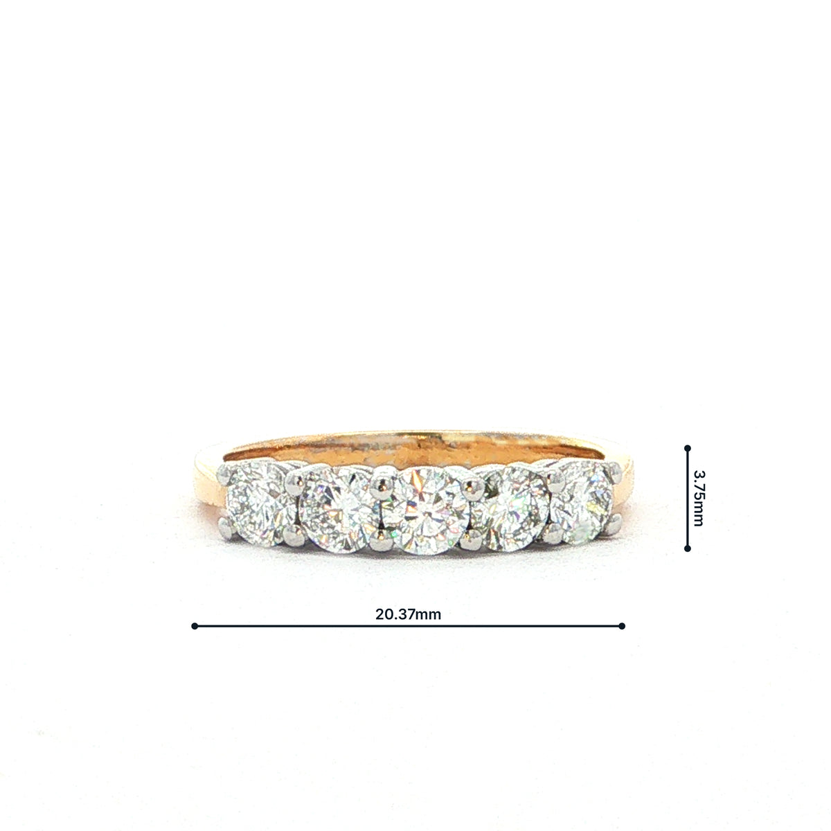 Five Stone 1.00 Natural Diamond Ring in 18ct Yellow Gold