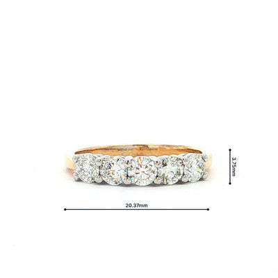 Five Stone 1.00 Natural Diamond Ring in 18ct Yellow Gold