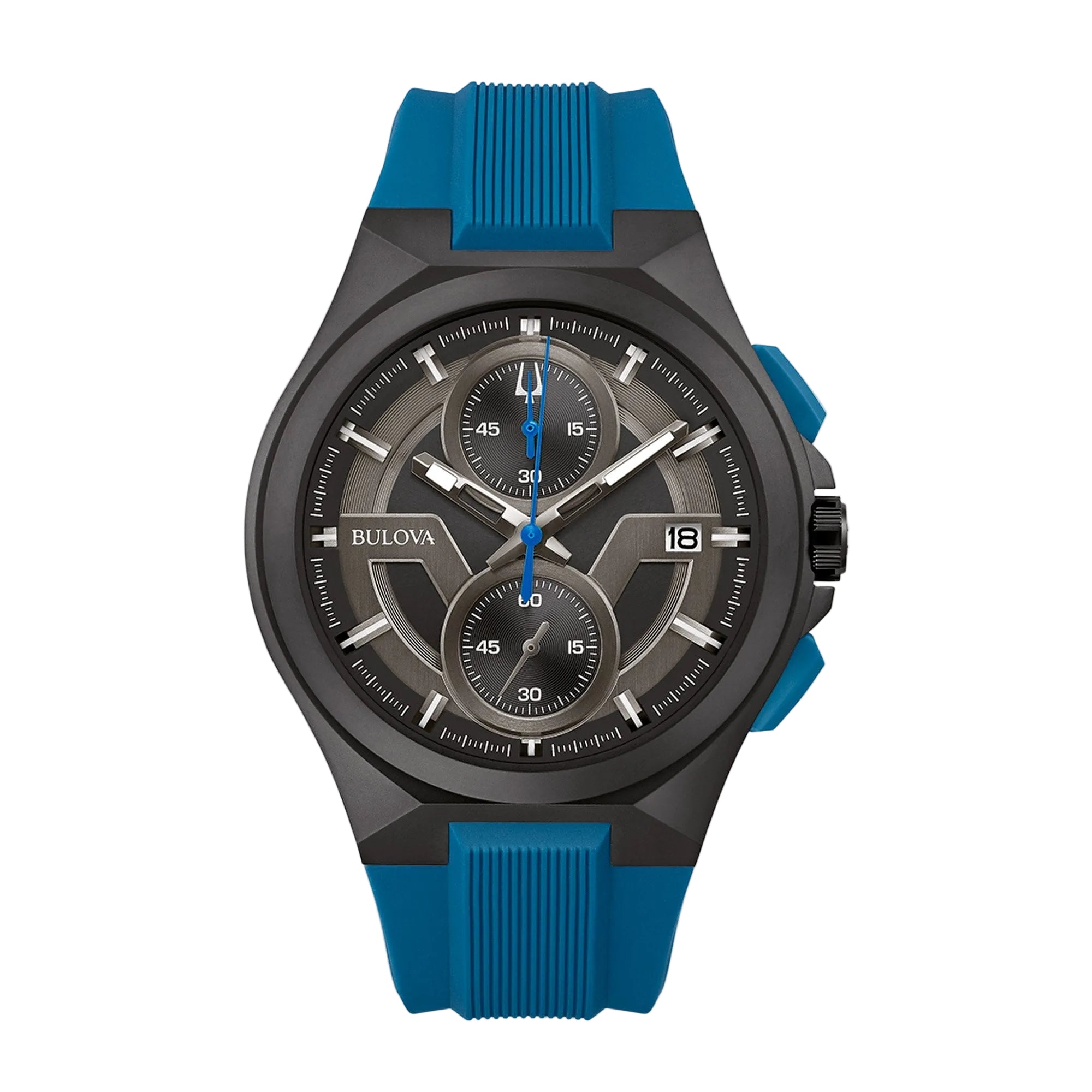 Bulova Gents Maquina Chronograph Watch on Blue Silicone Strap