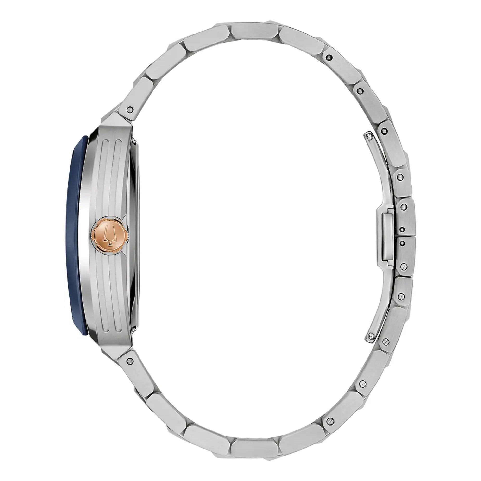 Bulova Gents Maquina Tonneau Automatic Blue Skeleton Dial on Stainless Steel Bracelet