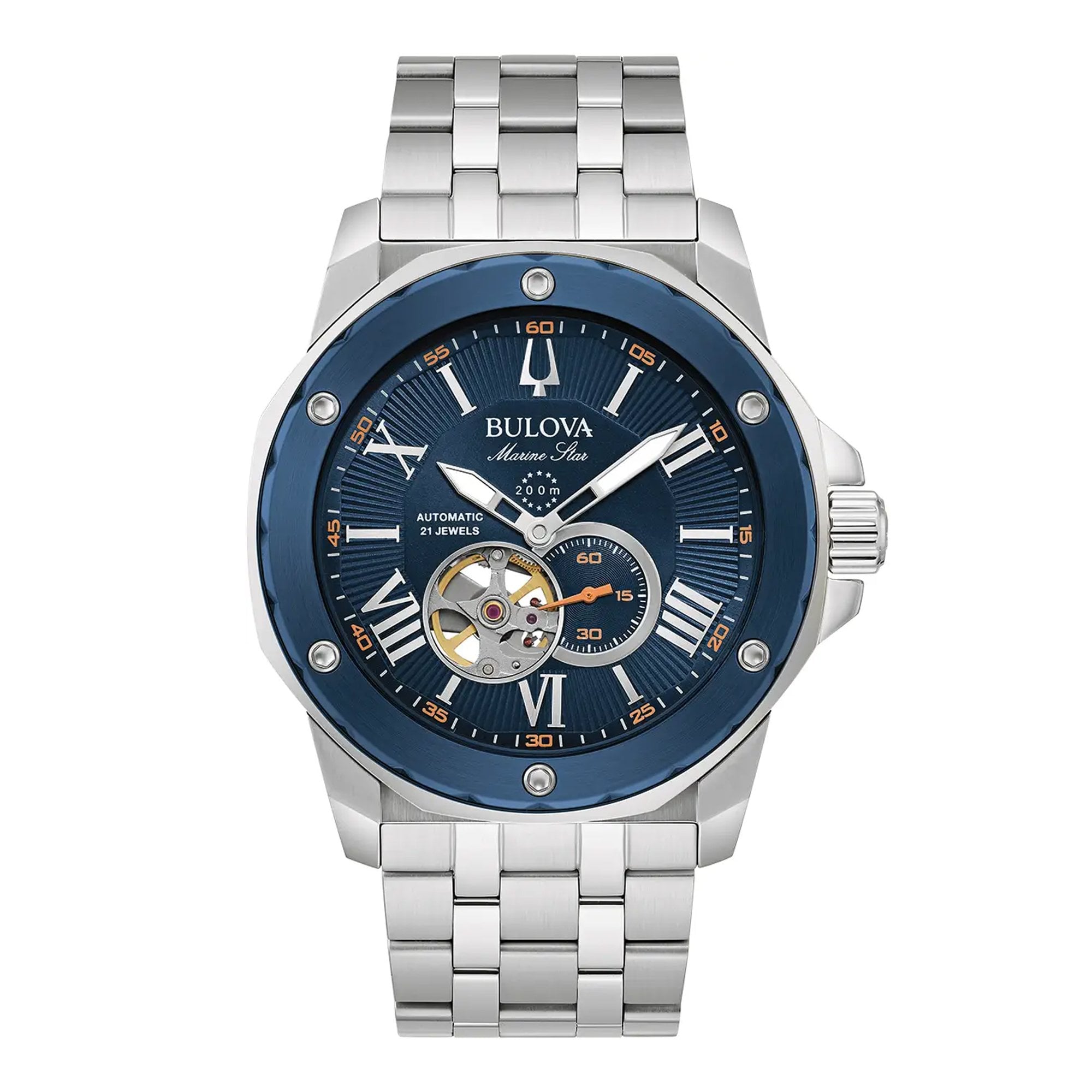 Bulova Gents Marine Star Blue Dial on Stainless Steel Bracelet