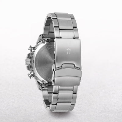 Bulova Gents Marine Star Choronograph Watch with Black Dial on a Stainless Steel Bracelet