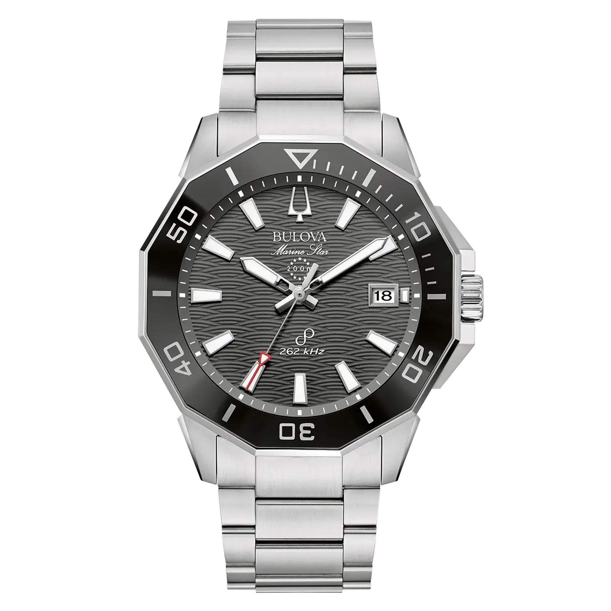 Bulova Gents Marine Star Precisionist Black Dial on Stainless Steel Bracelet