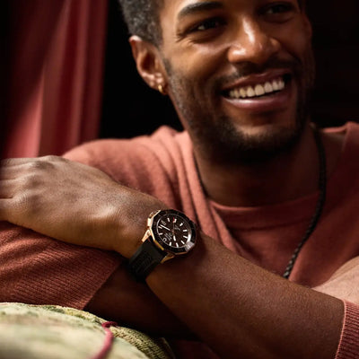 Bulova Gents Marine Star Precisionist Rose Gold Brown Dial on Black Rubber Strap