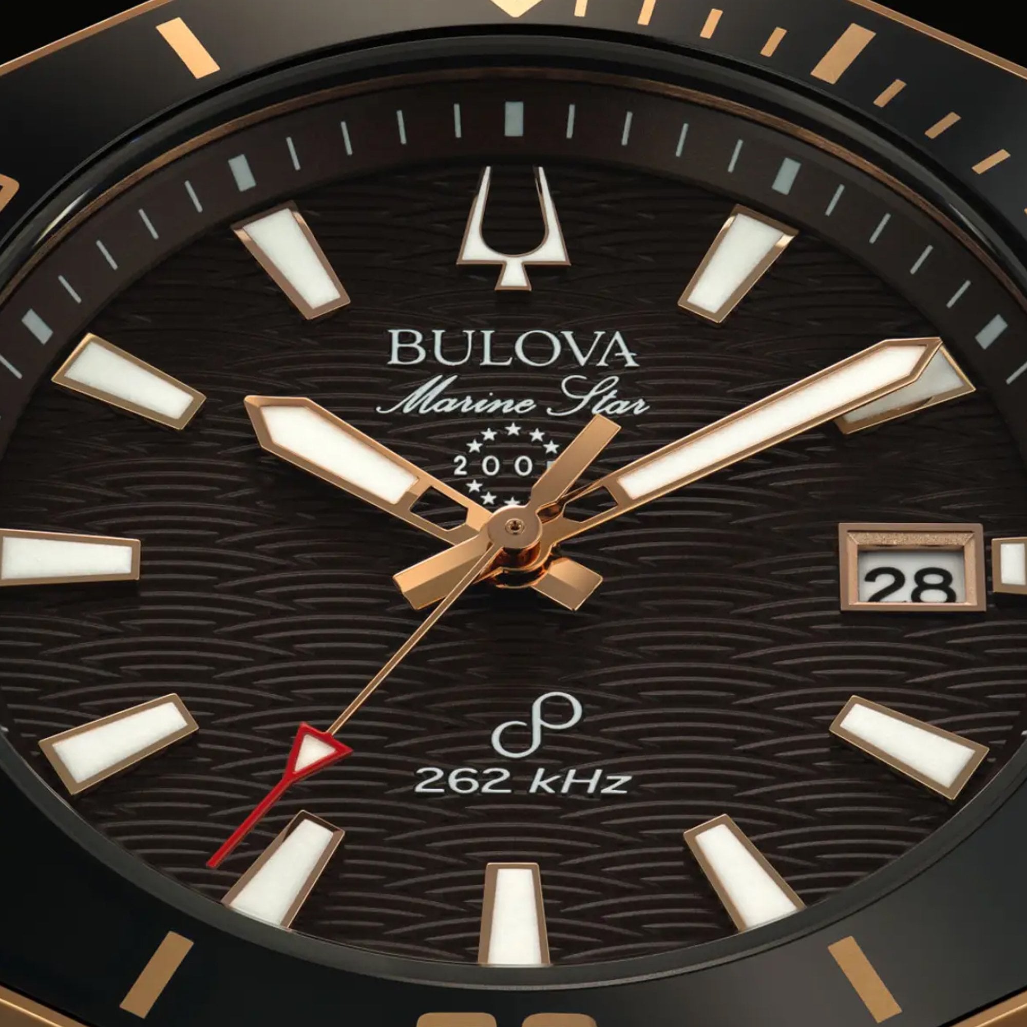 Bulova Gents Marine Star Precisionist Rose Gold Brown Dial on Black Rubber Strap
