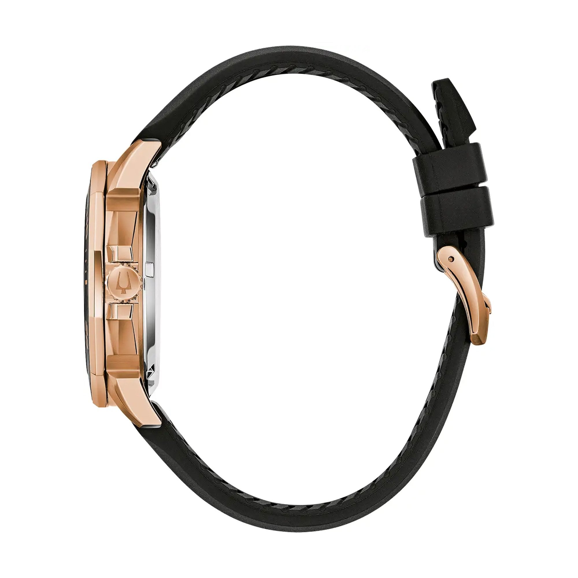 Bulova Gents Marine Star Precisionist Rose Gold Brown Dial on Black Rubber Strap