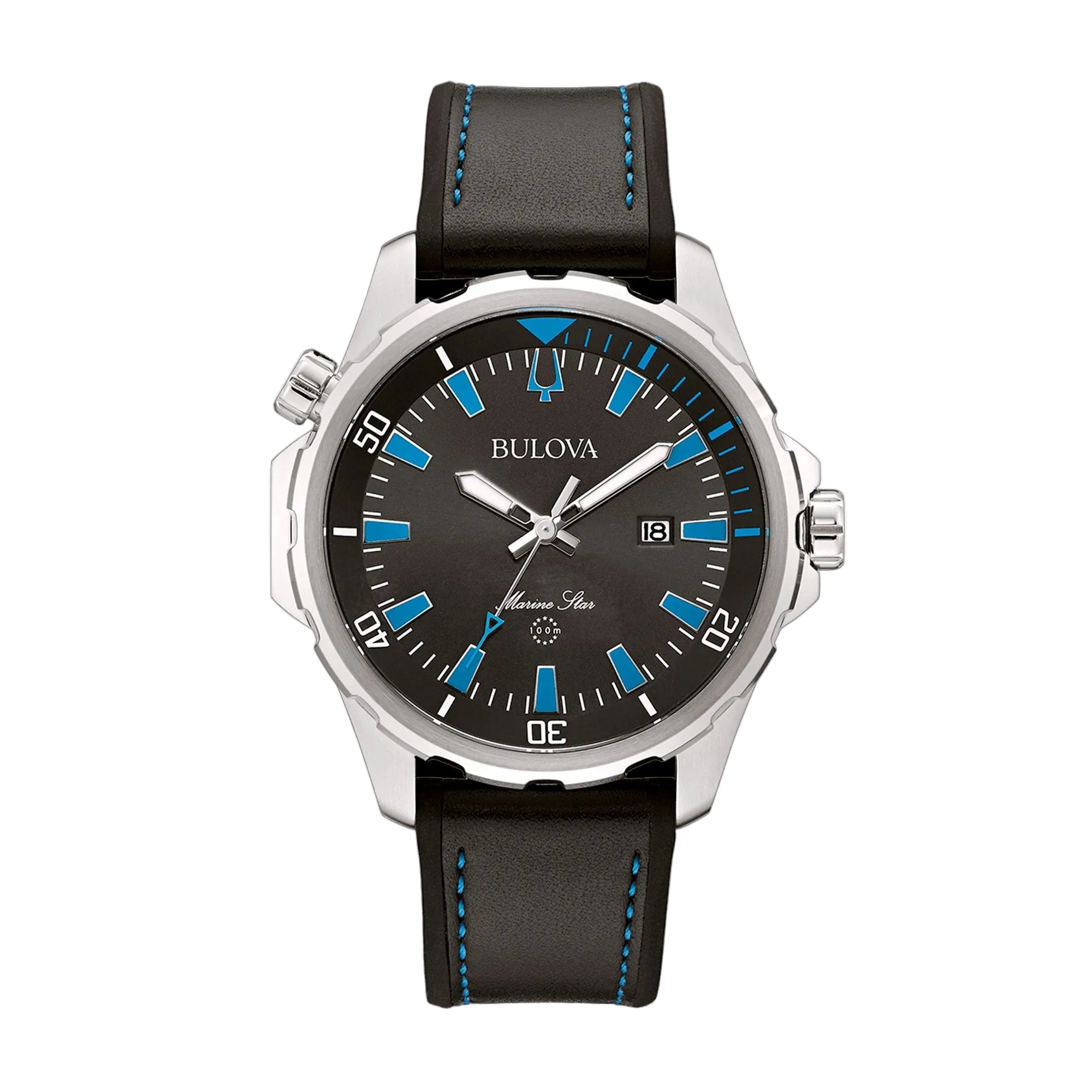 Bulova Gents Marine Star Watch with Black Dial on Silicone Strap