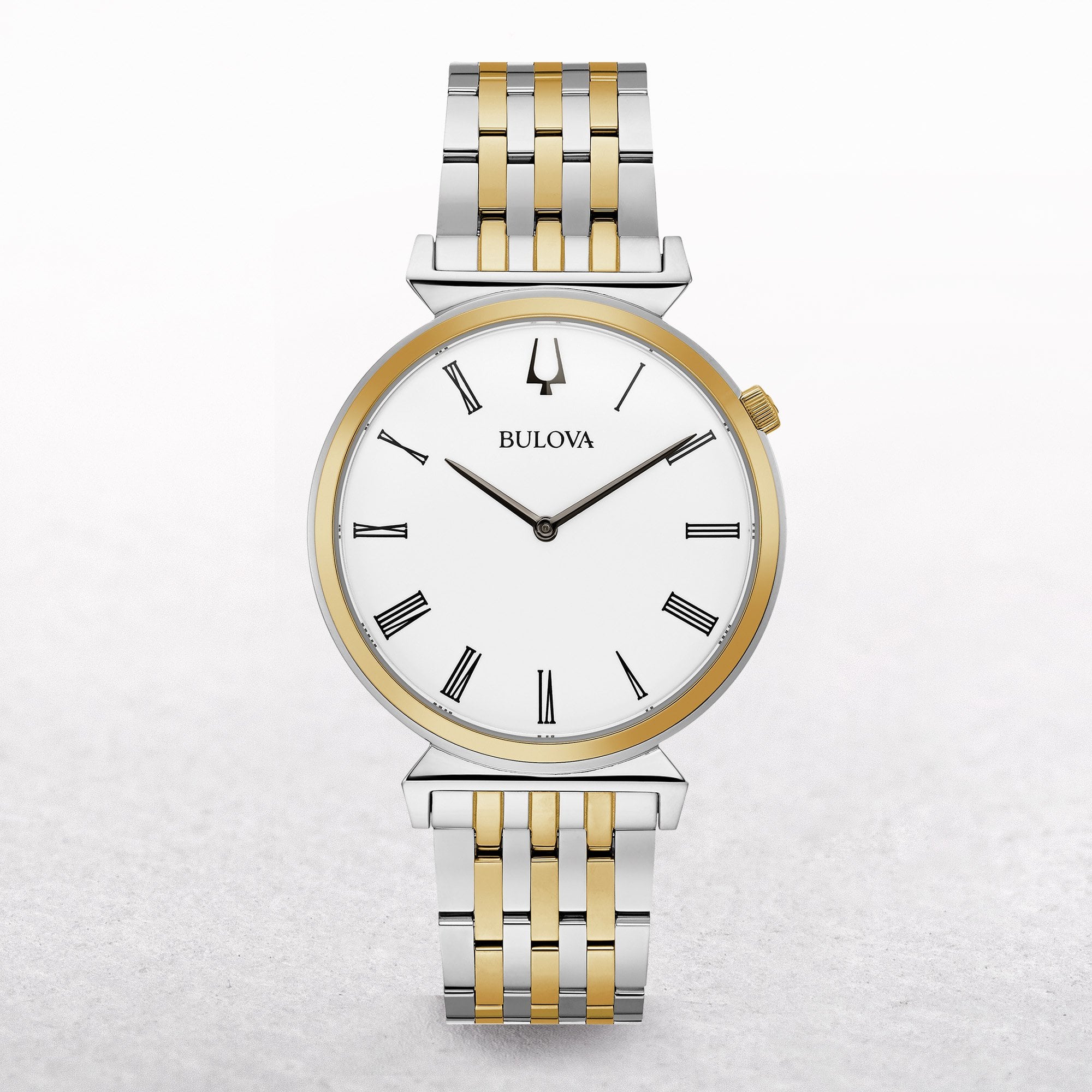 Bulova Gents Regatta Two Tone Watch With White Dial
