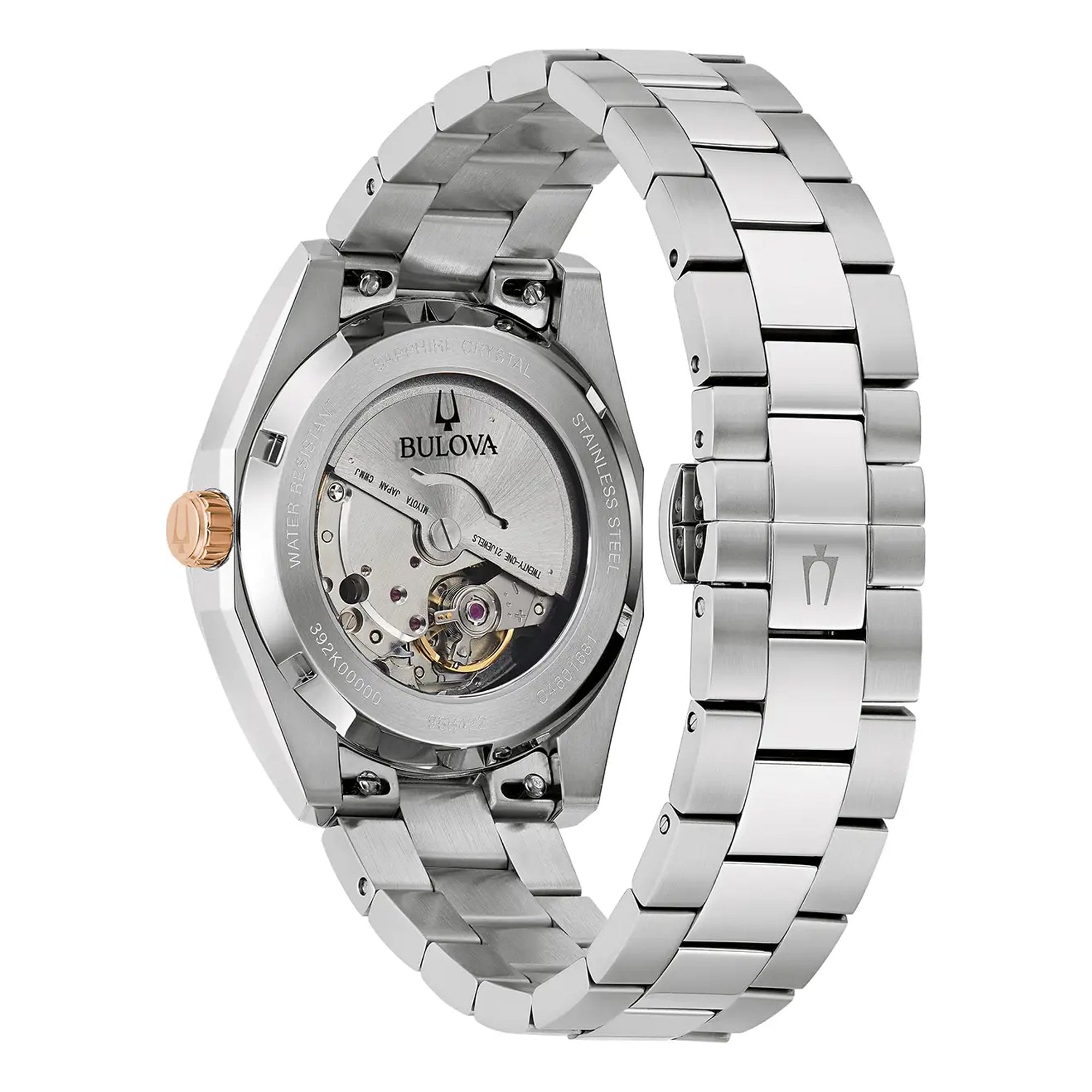 Bulova Gents Surveyor Automatic Red Twin Eye Dial on Stainless Steel Bracelet