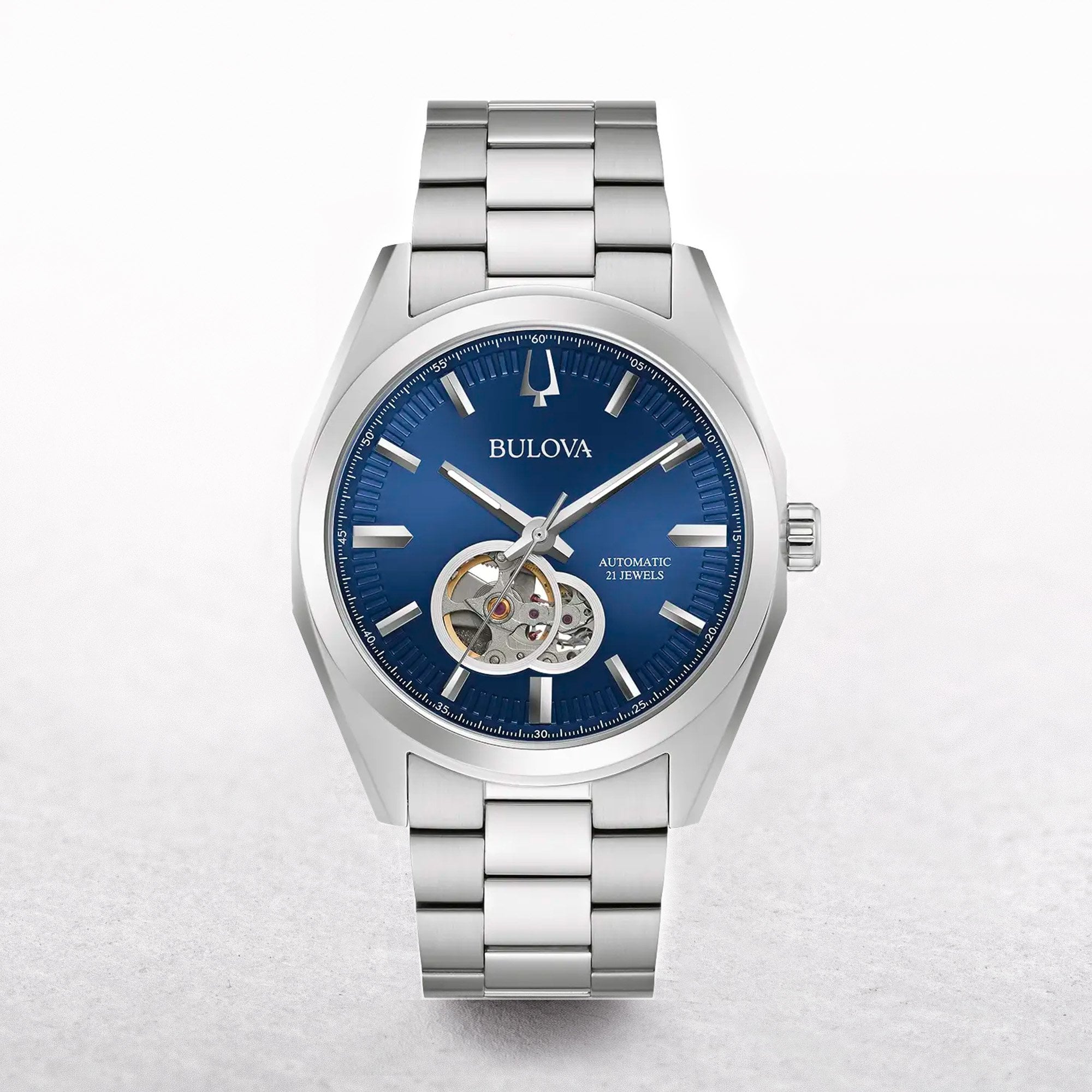 Bulova Gents Surveyor Automatic Stainless Steel Watch with Blue Dial