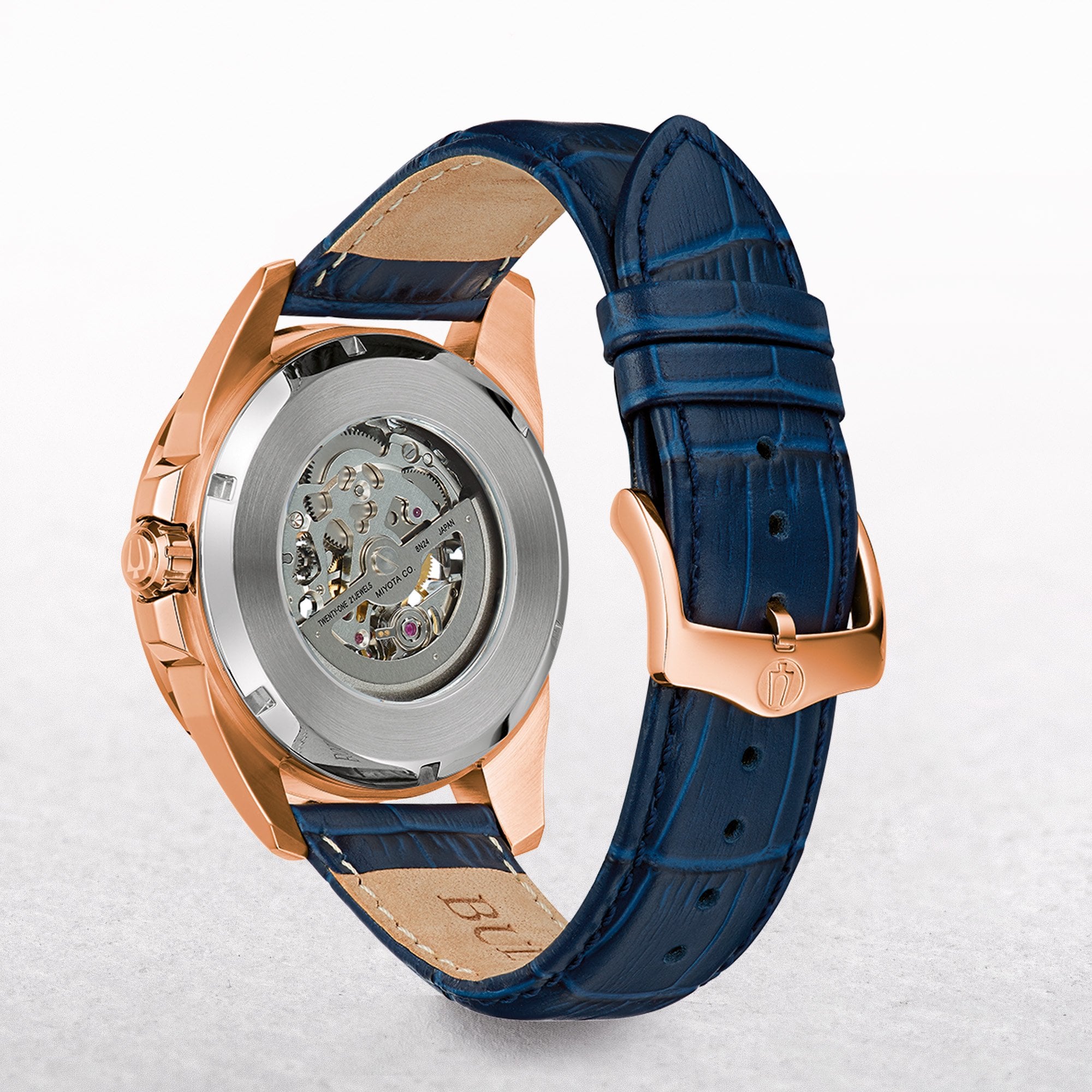 Bulova Gents Sutton Automatic Watch with Blue Dial and Leather Strap