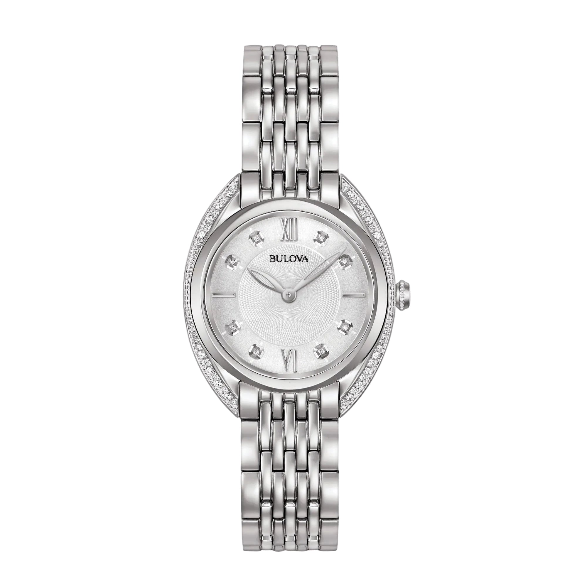 Bulova Ladies 30mm Classic White Dial Stainless Steel & Diamond