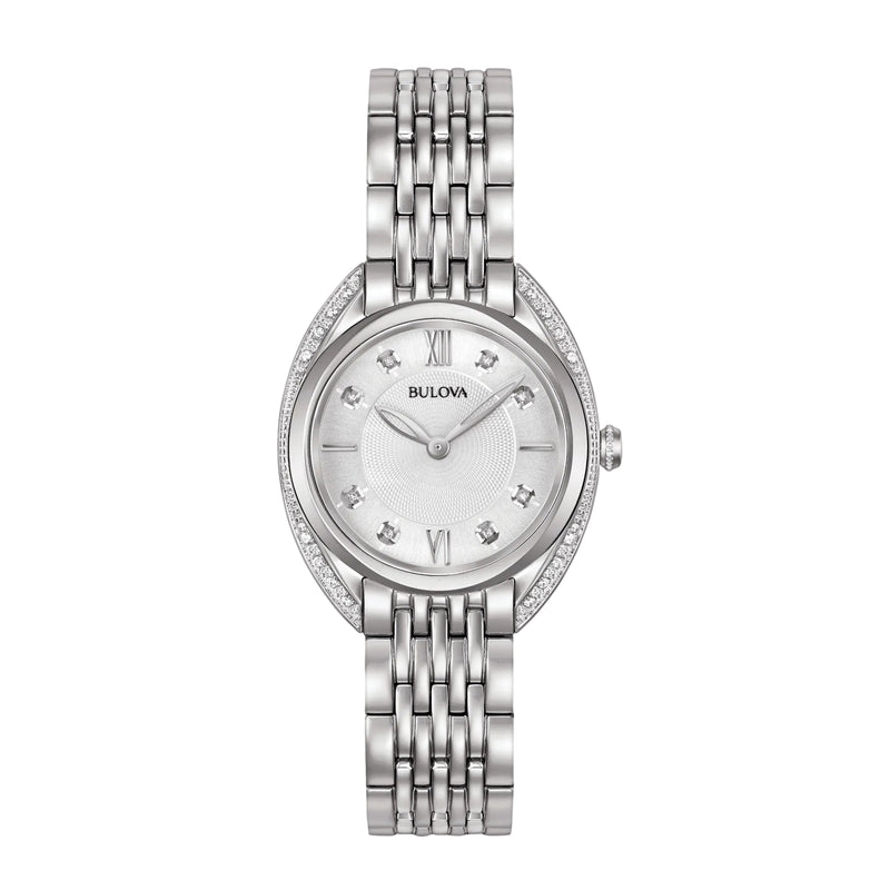 Bulova Ladies 30mm Classic White Dial Stainless Steel & Diamond