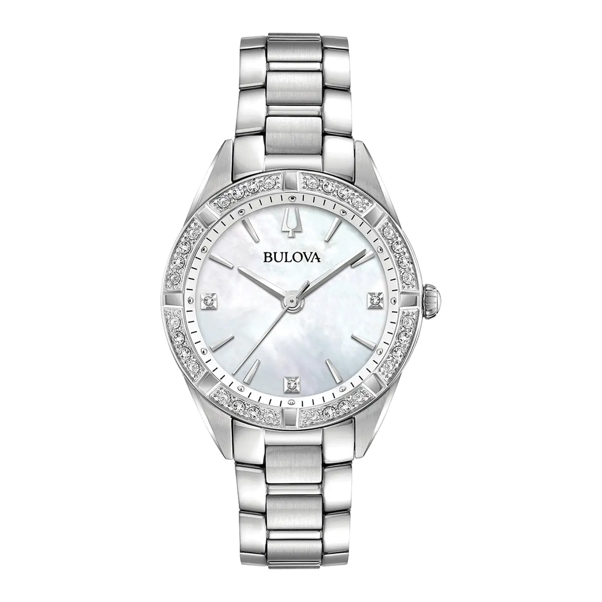 Bulova Ladies Diamond & Mother Of Pearl Dial on Stainless Steel Bracelet