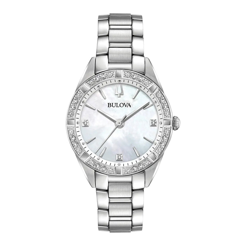Bulova Ladies Diamond & Mother Of Pearl Dial on Stainless Steel Bracelet