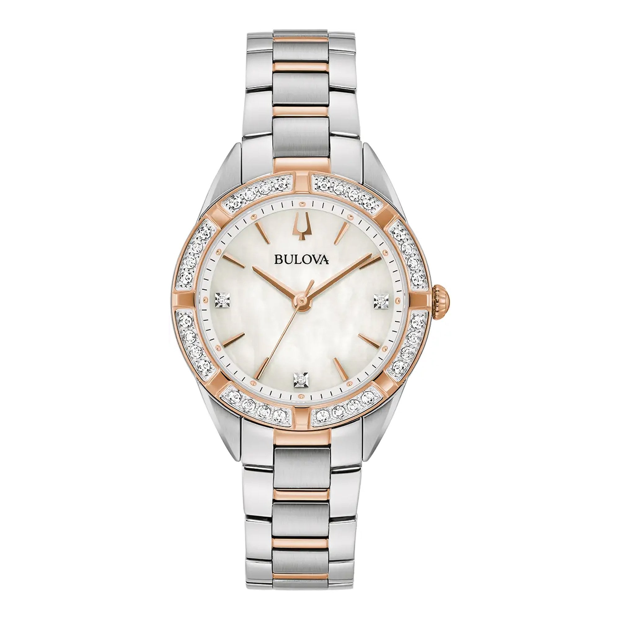 Bulova Ladies Diamond & Mother Of Pearl Dial on Two Tone Bracelet