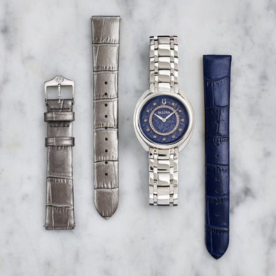 Bulova Ladies Duality Watch with Blue Dial and Bracelet plus Two Leather Straps
