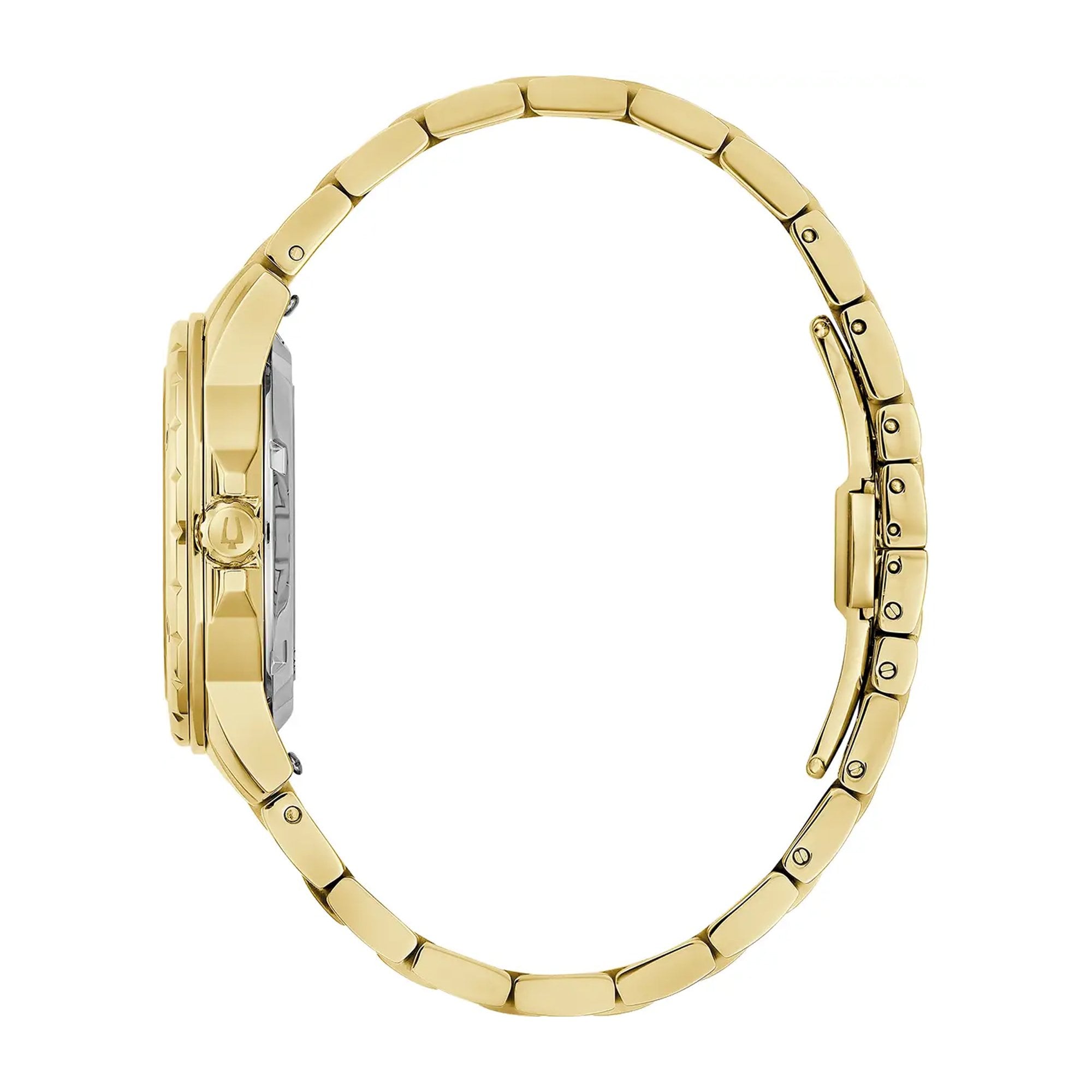 Bulova Ladies Marine Star Automatic Black Mother Of Pearl Dial Gold Plated Bracelet