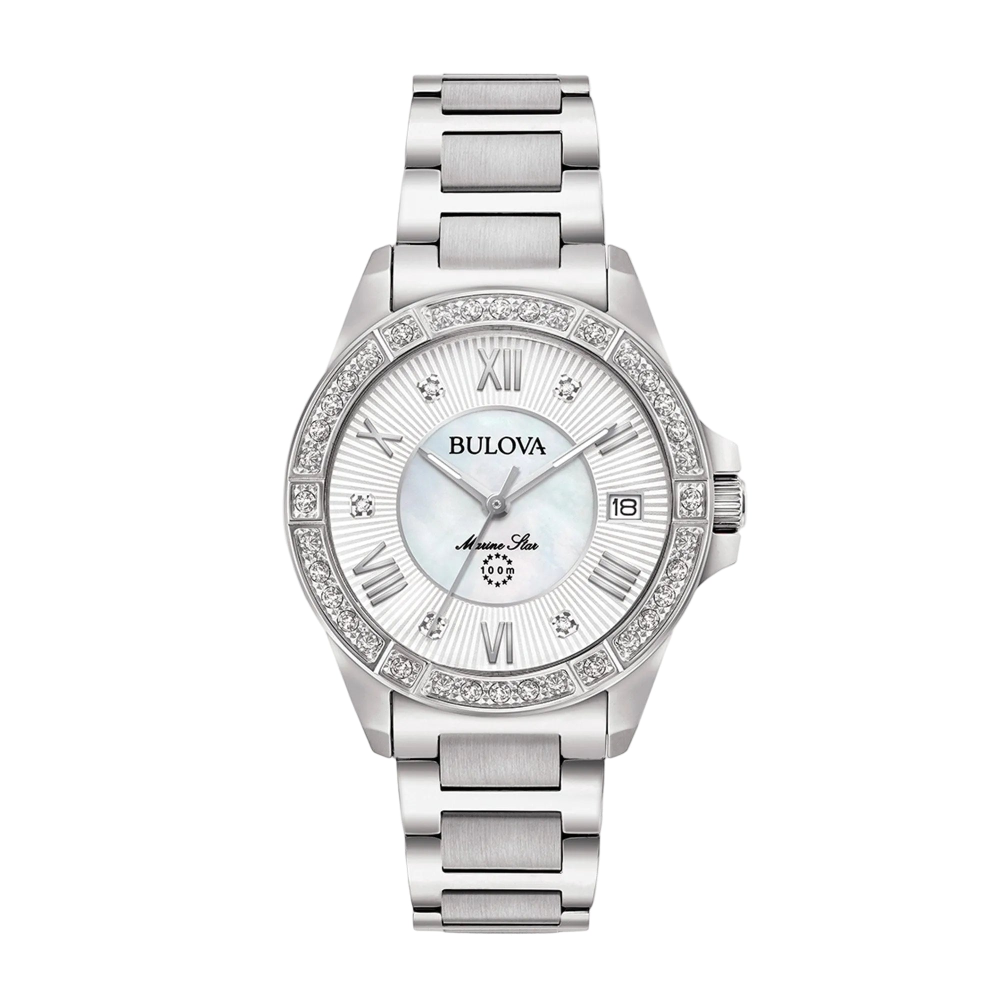 Bulova Ladies Marine Star Diamond Set Watch with Mother of Pearl Dial