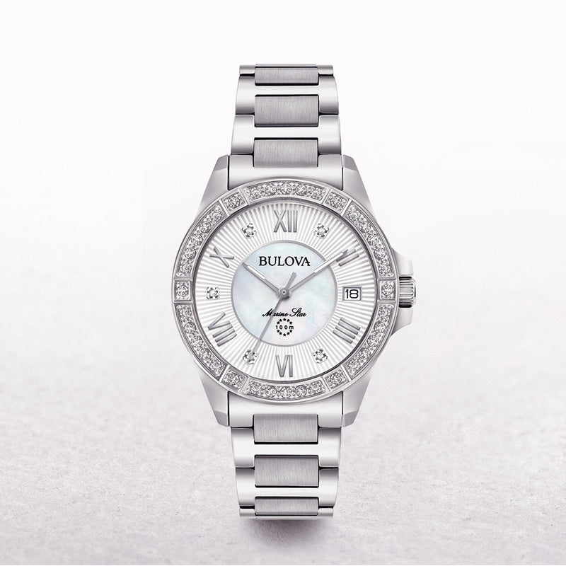 Bulova Ladies Marine Watch with MOP Dial and 29 Diamonds