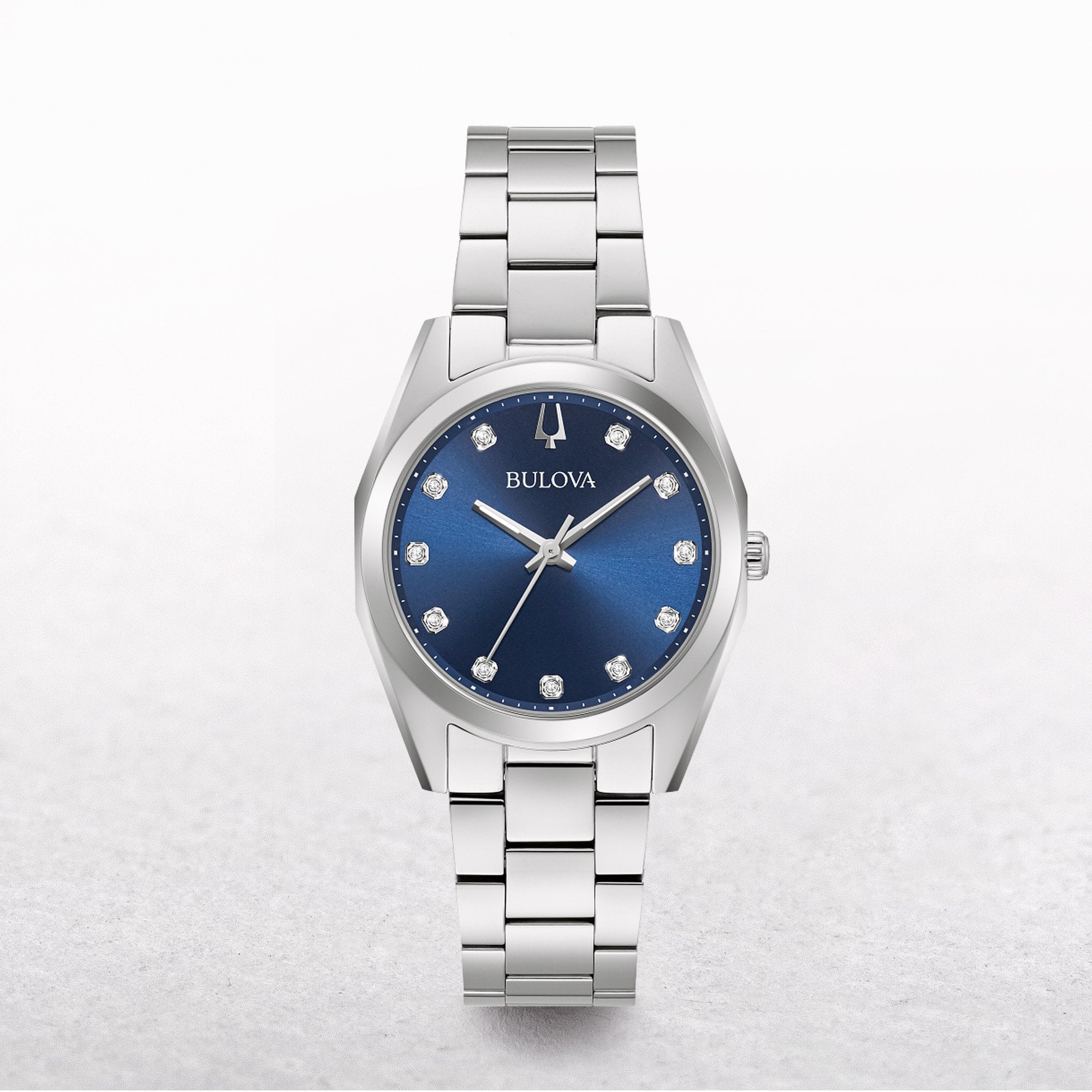 Bulova Ladies Surveyor Watch with Blue Dial and 11 Diamonds