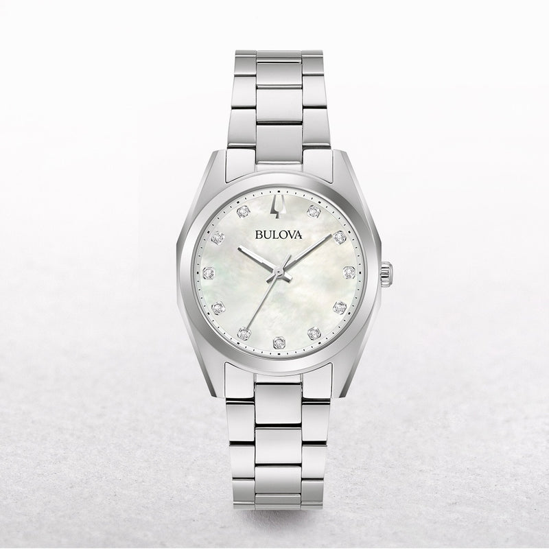 Bulova Ladies Surveyor Watch with MOP Dial and 11 Diamonds