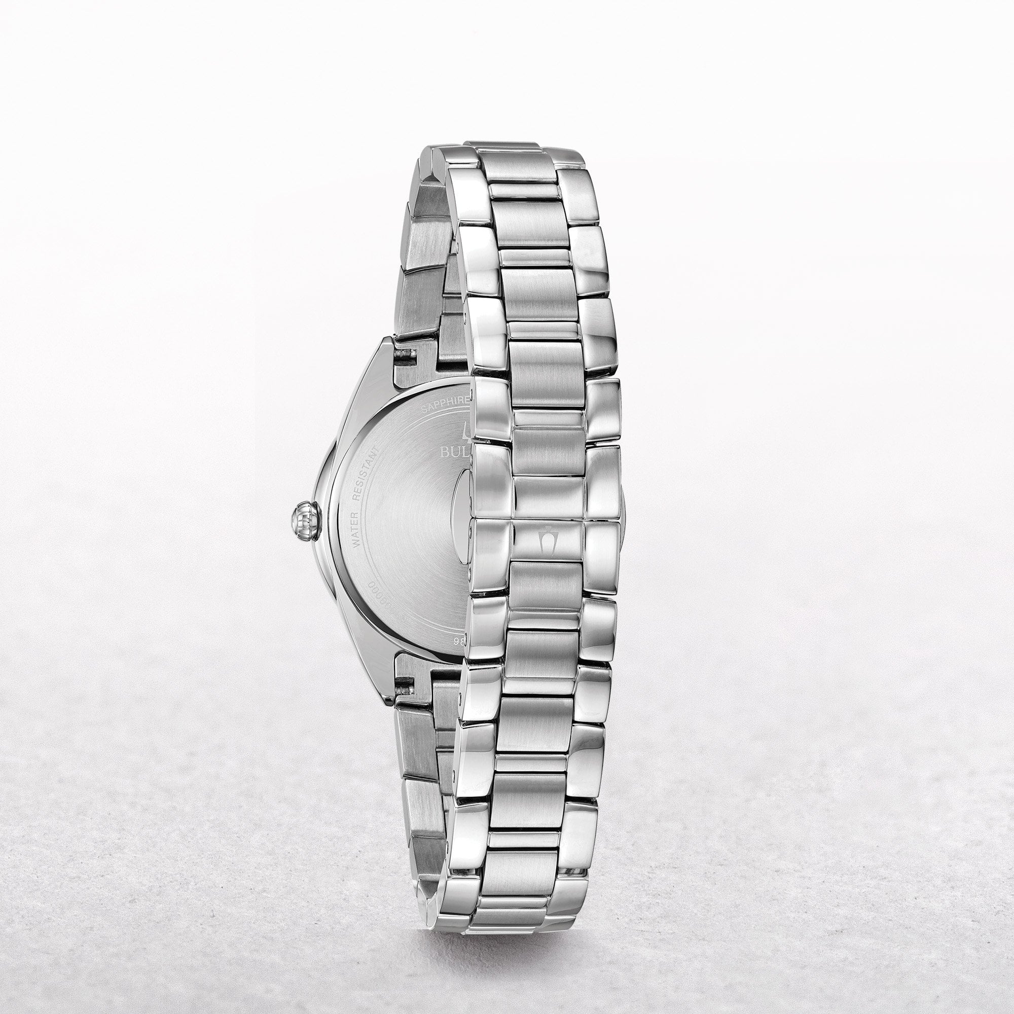 Bulova Ladies Sutton 8 Diamonds Stainless Steel Watch with Black Mother of Pearl Dial