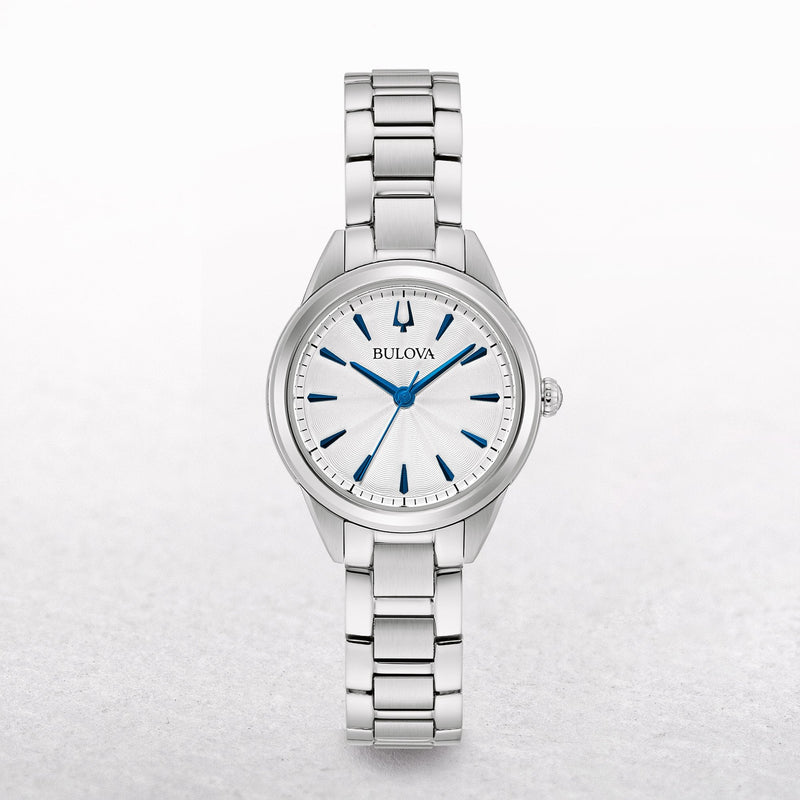 Bulova Ladies Sutton Petite Watch with White Dial on a Stainless Steel Strap