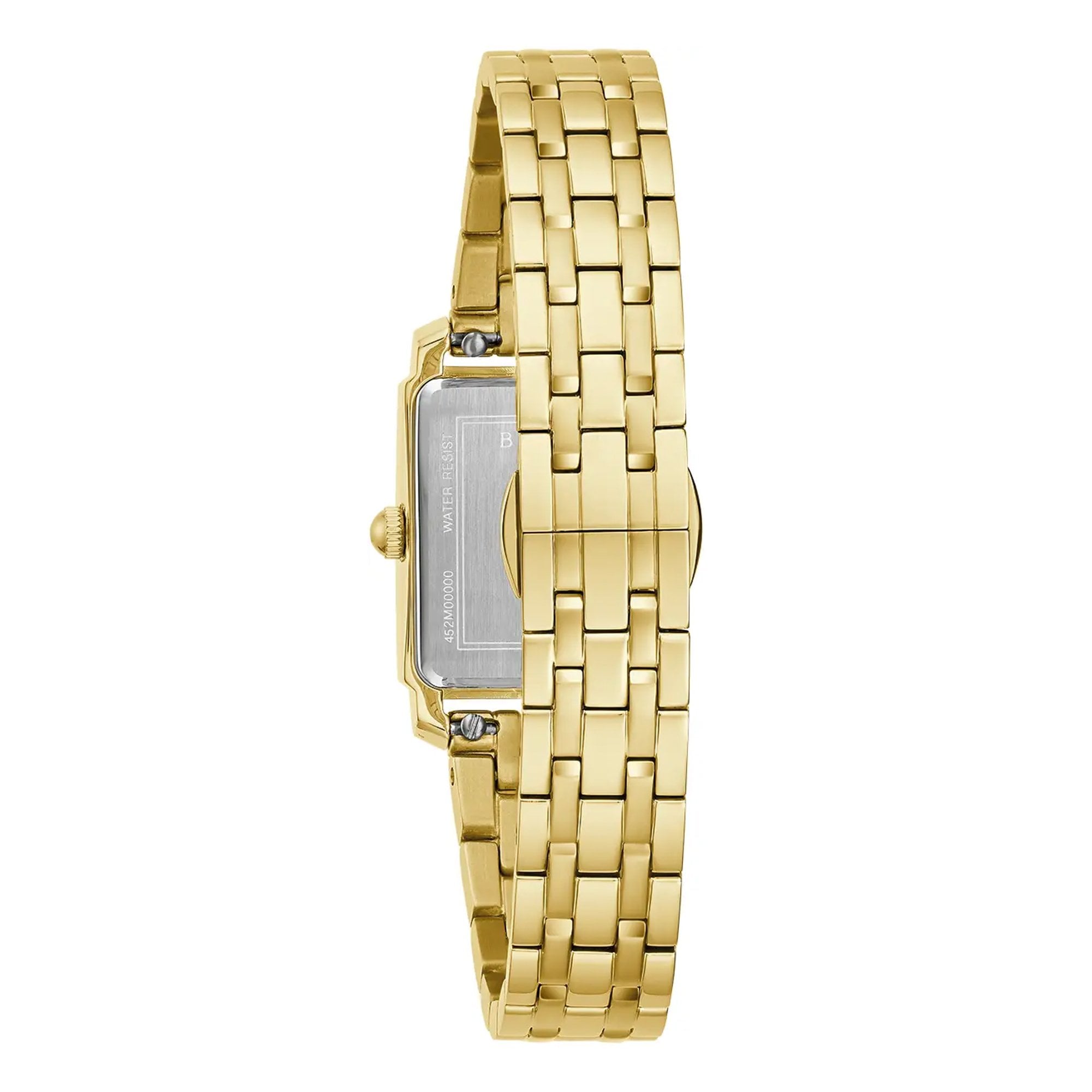 Bulova Ladies Sutton Rectangle Gold Plated Mother Of Pearl Dial on Bracelet