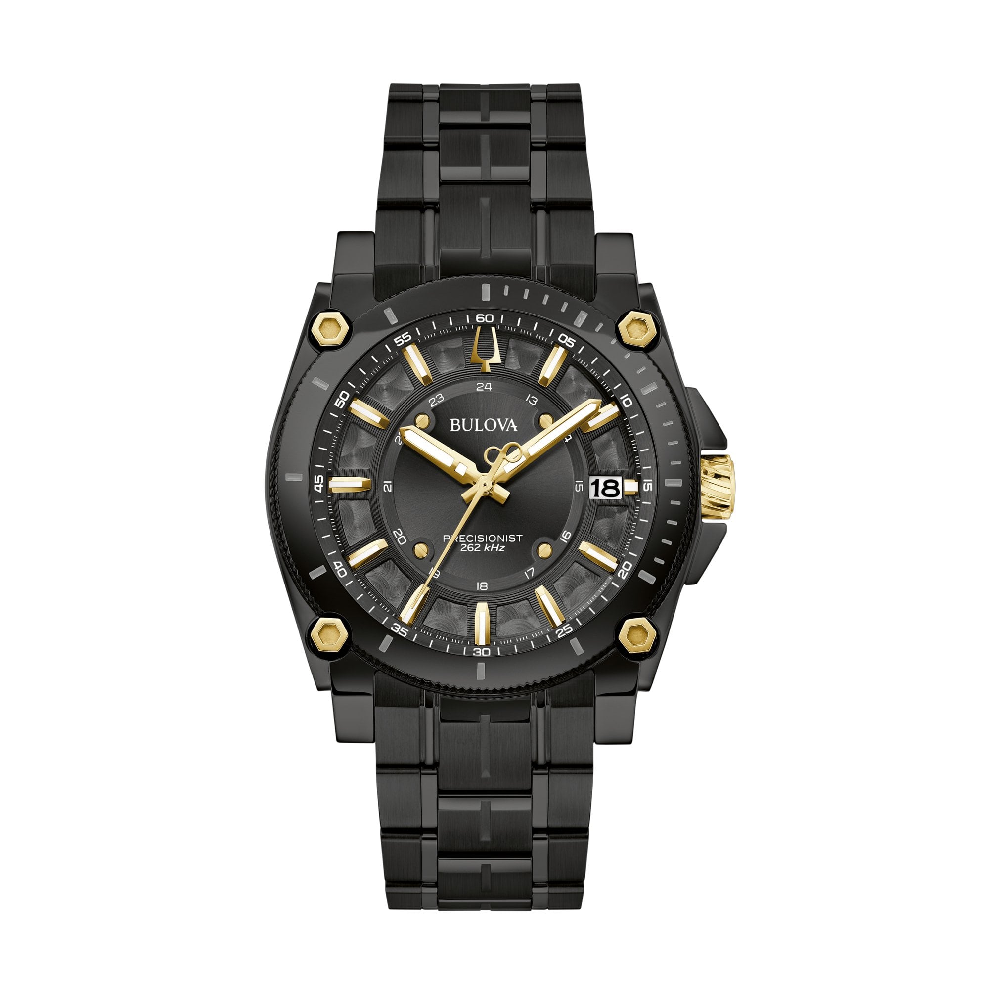 Bulova Marine Star Gents Diamond Black Dial on Stainless Steel Bracelet