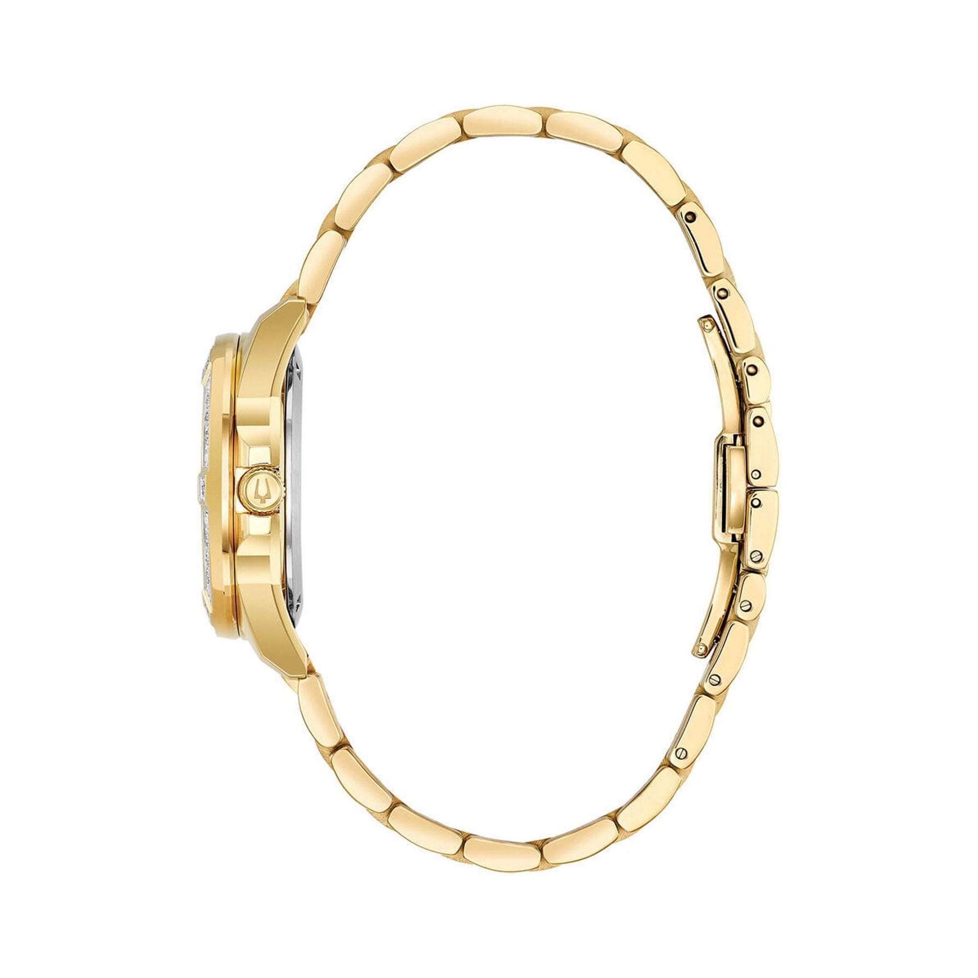 Bulova Marine Star Ladies Gold Plated 32mm Watch with Diamond Set Dial