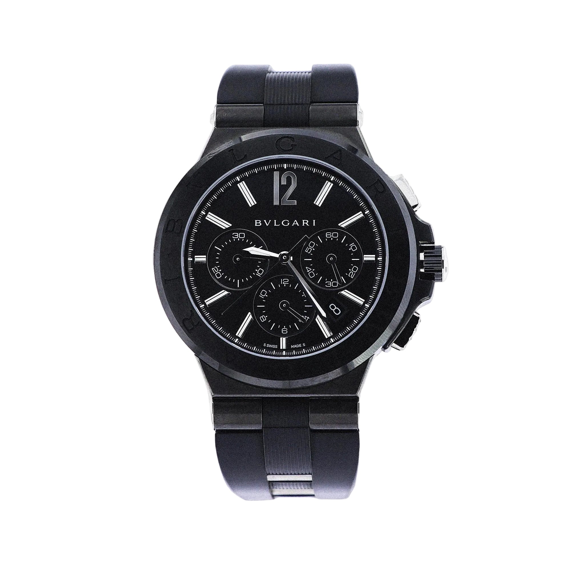 Bvlgari Ceramic Stainless Steel & Rubber Automatic Chronograph Diagono Watch 42mm